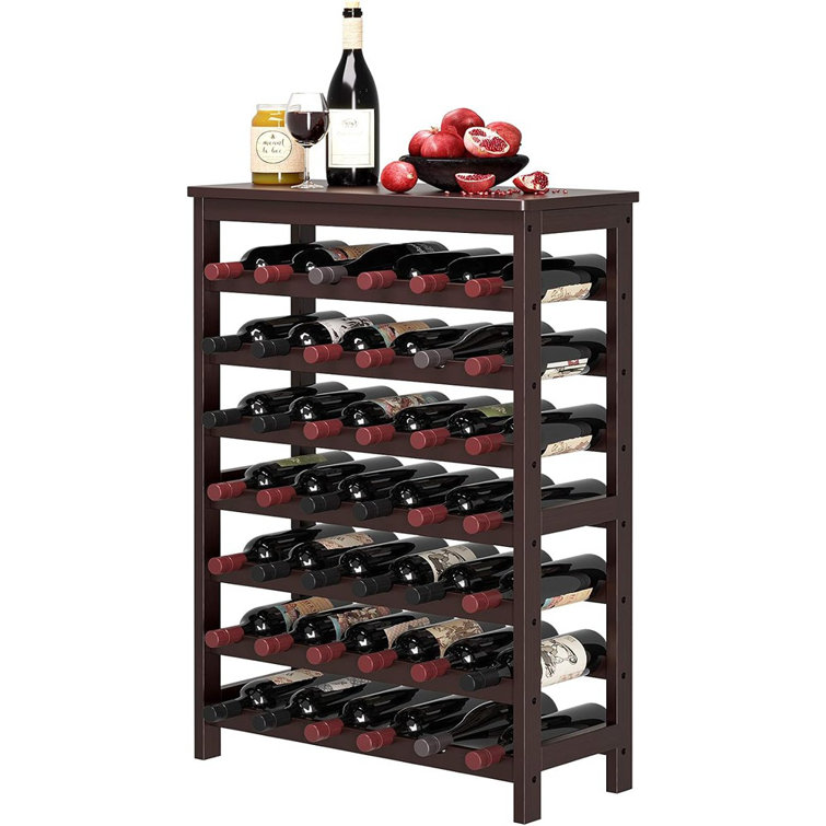 Red Barrel Studio® 42-Bottle Wine Rack Free Standing Floor, 7-Tier Display  Wine Storage Shelves With Table Top, Bamboo Wobble-Free Bottle Holder For 